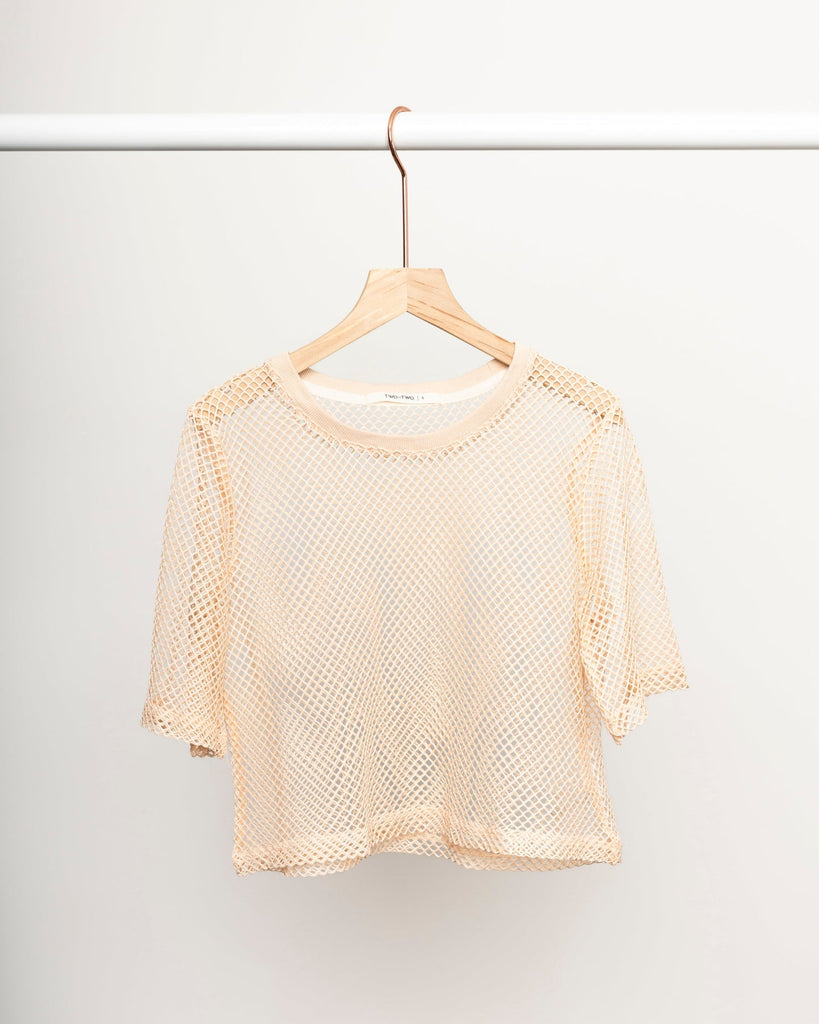 Two by Two Arrow Mesh Top Beige