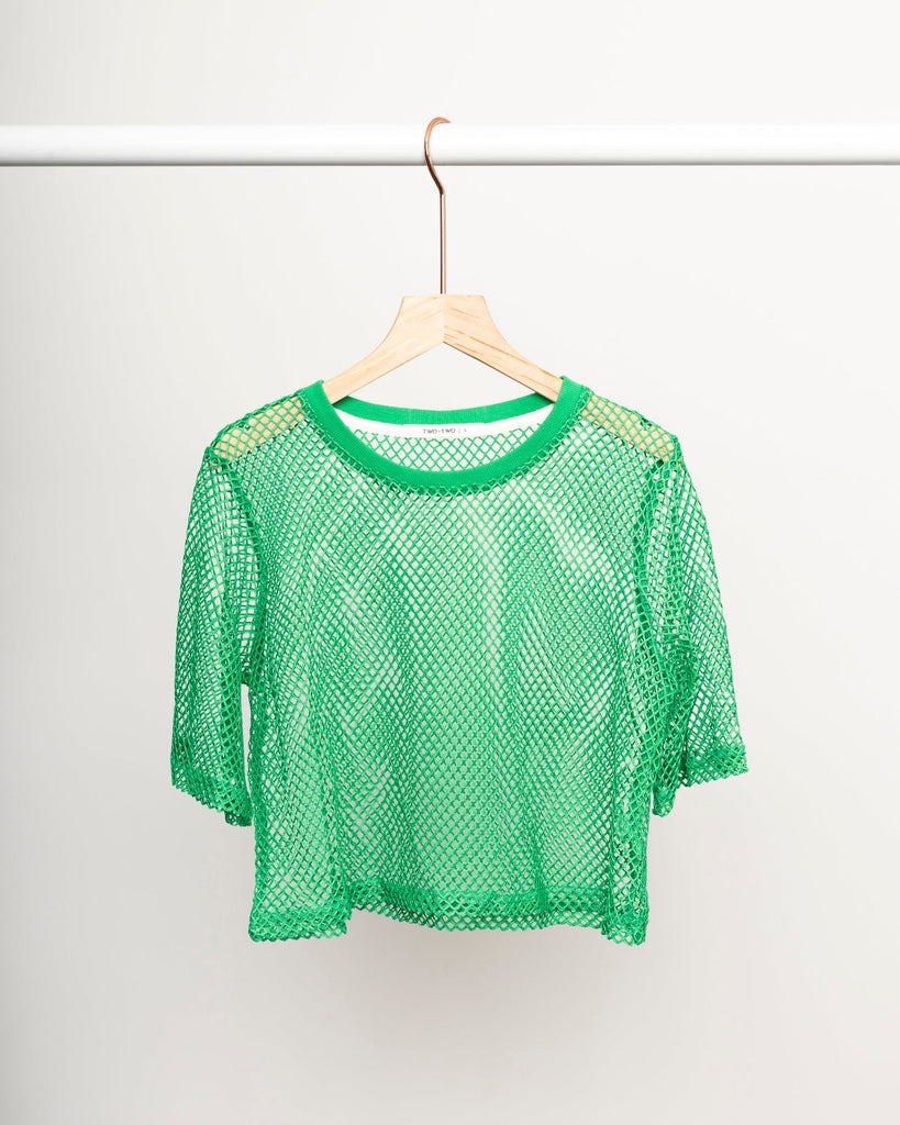 Two by Two Arrow Mesh Top Emerald Green