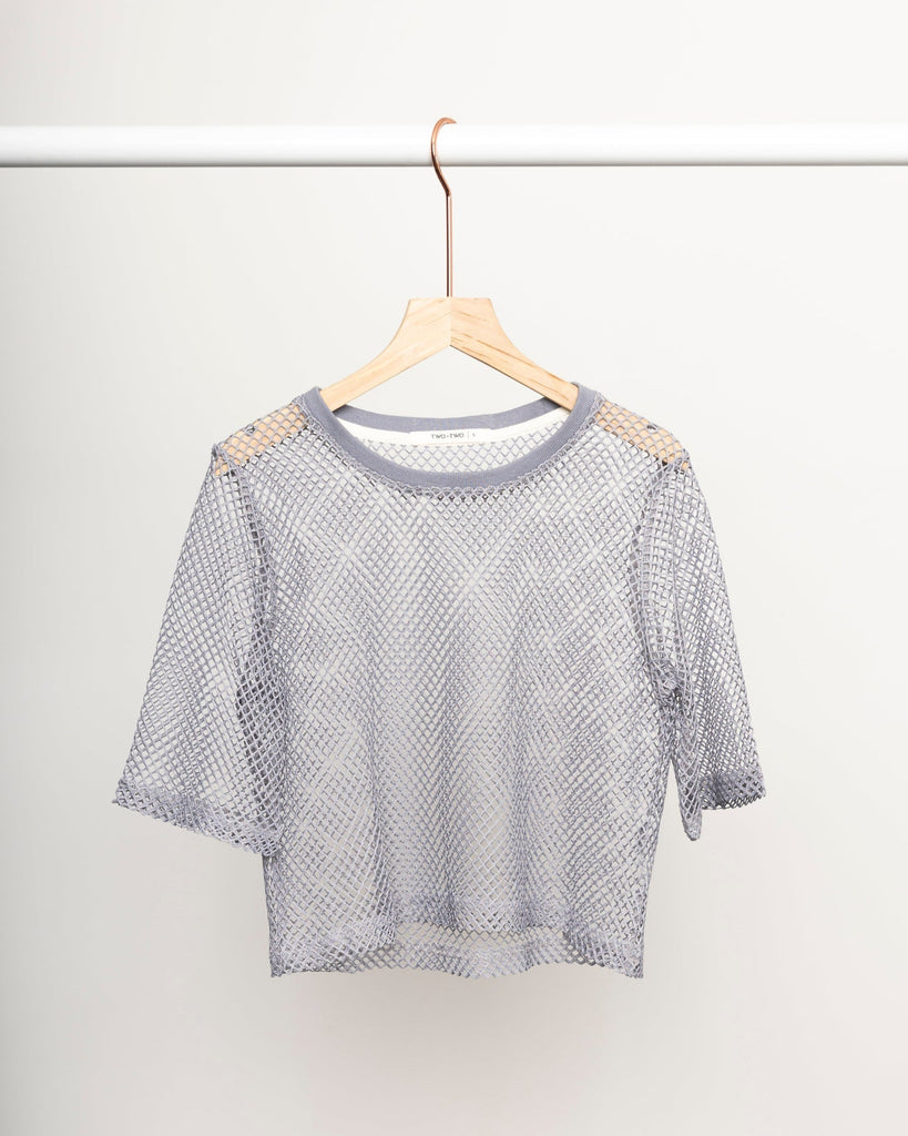 Two by Two Arrow Mesh Top Grey