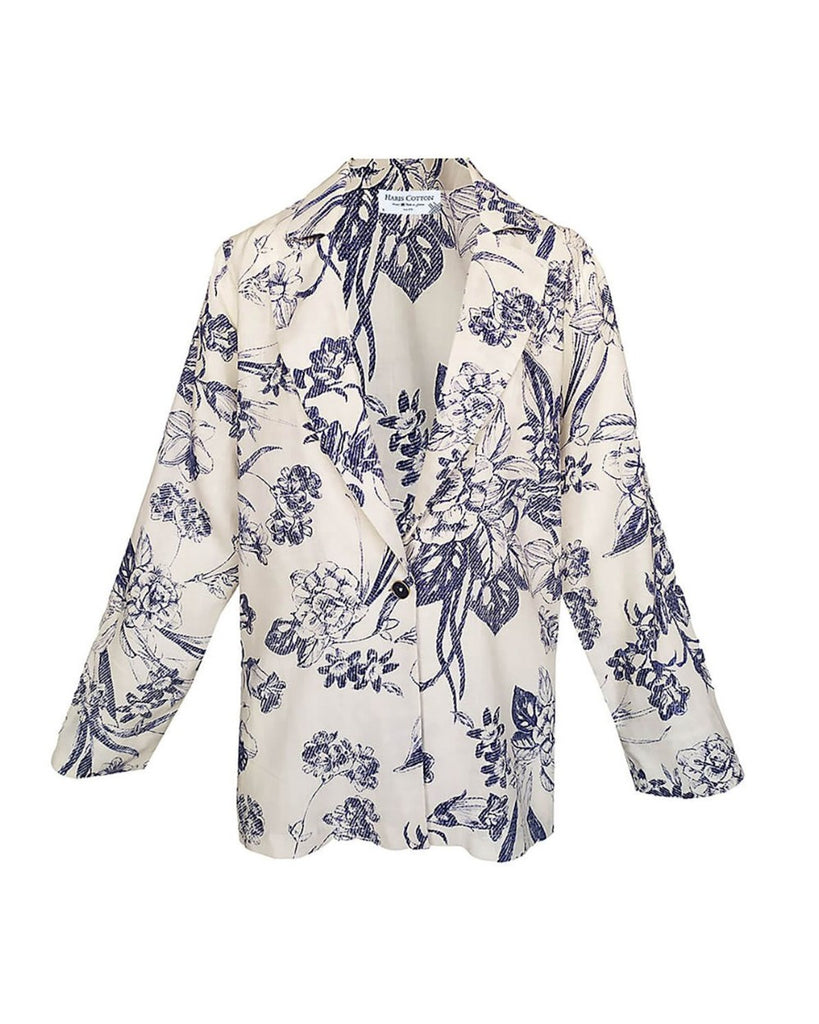 Haris Cotton 3155 Printed Blazer Style Jacket Blue Spring