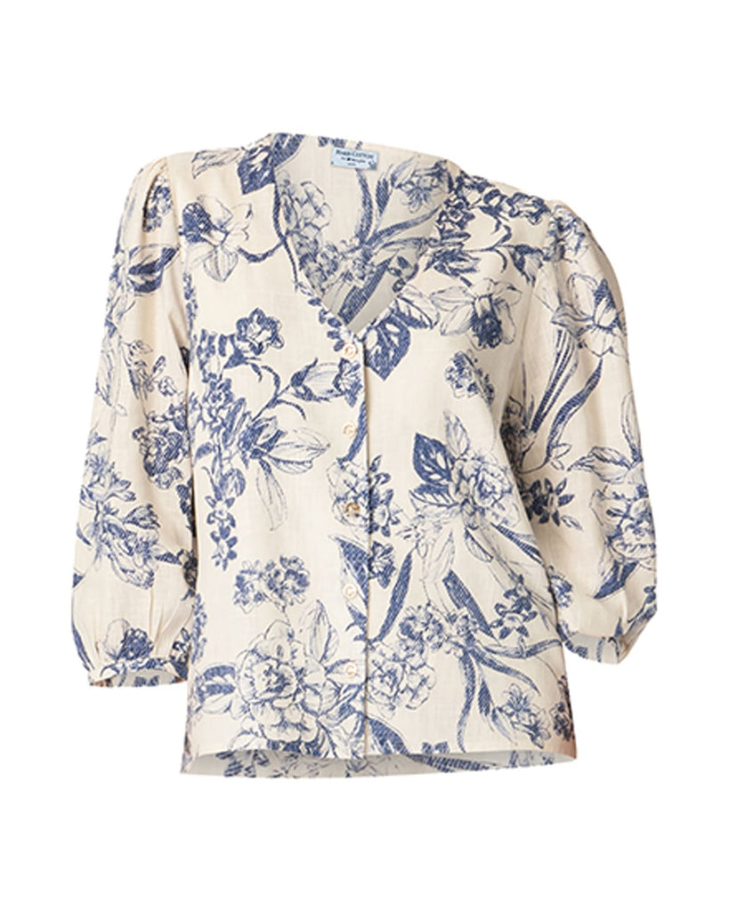 Haris Cotton 8165 Linen Blend Shirt Blue Spring