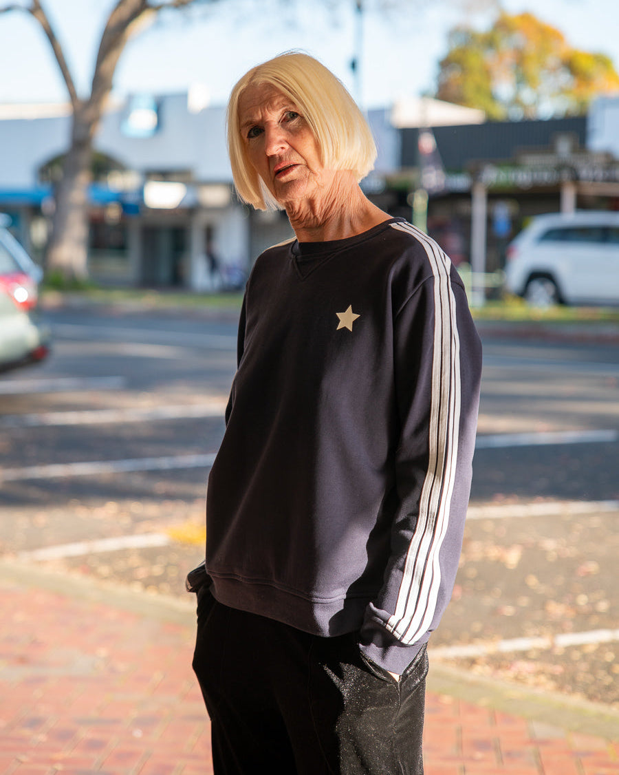 Sophie Moran Arm Stripe Sweatshirt Navy/White – Mavis Mick