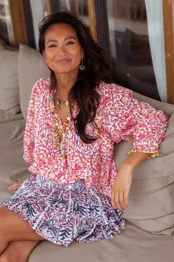 Place du Soleil Red Rossa Blouse