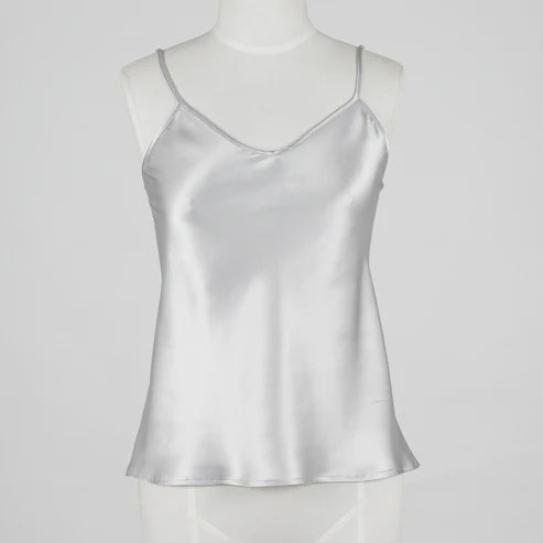 Carmen Kristein Silk Camisole Top Silver