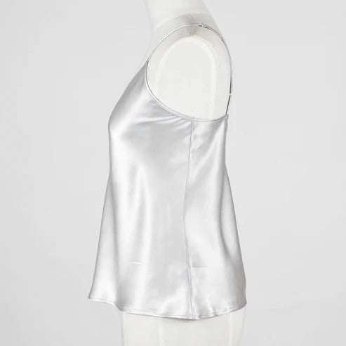Carmen Kristein Silk Camisole Top Silver