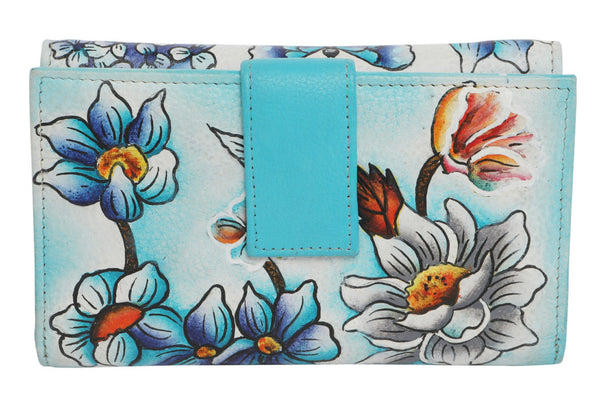 Modapelle 2193 Hand Painted Leather Wallet Blue Butterfly