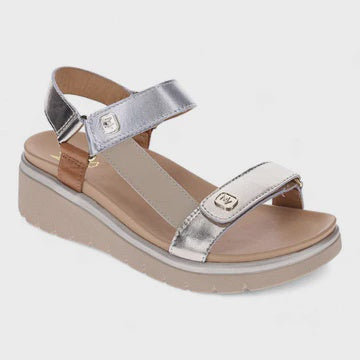 Mia Vita Candice Soft Gold/Silver Multi Leather Comfort Sandal