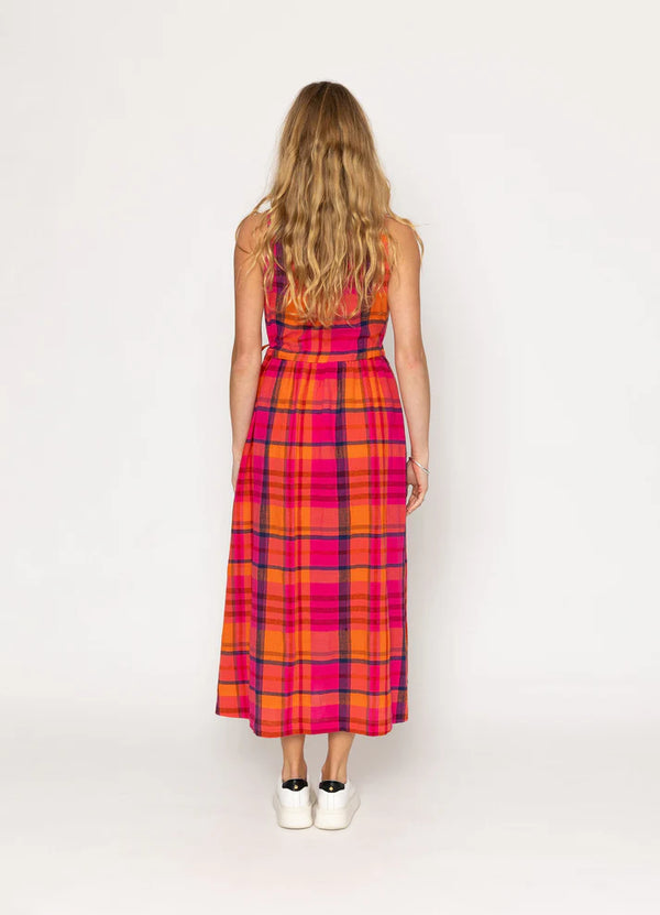 Two by Two Como Orange/Pink Check Tartan Linen