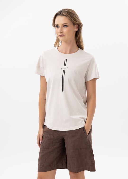 X LAB Monochrome Cotton Tee Bone/Black Print