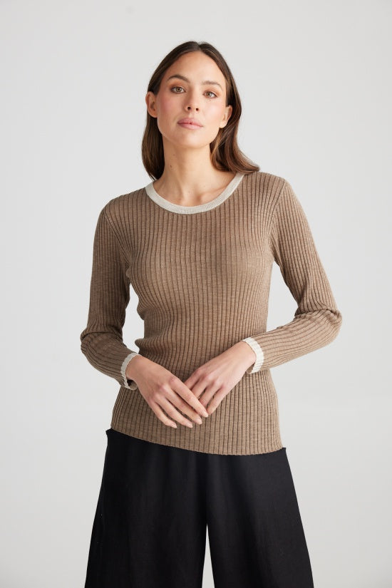 Shanty Saturn Long Sleeve Top Taupe