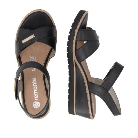 Remonte R6266/01 Wilford Black Leather Sandal