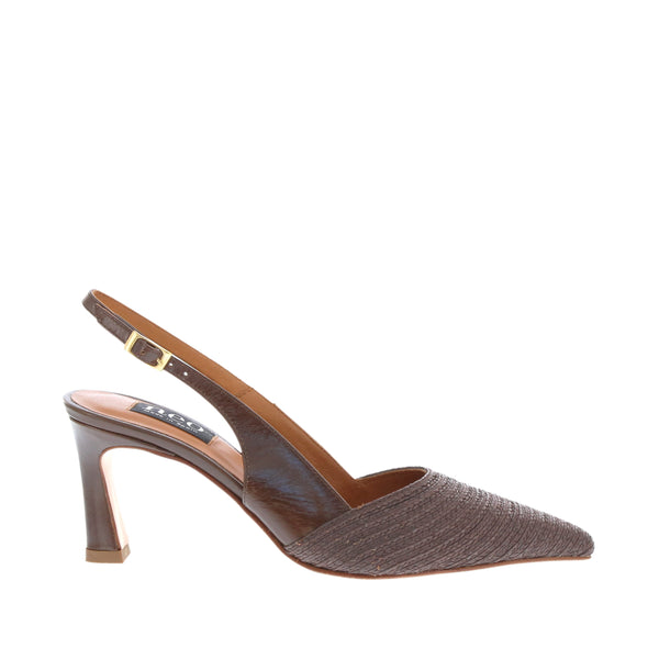 Neo AG-26024 Rafia/Chocolate Leather Slingback Court Shoe