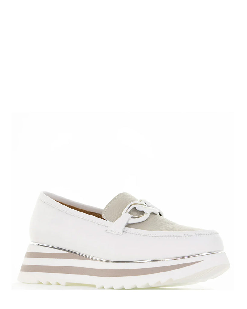 Alfie & Evie Hitch White/Grey Leather Loafer