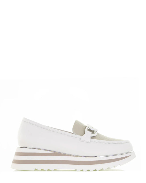 Alfie & Evie Hitch White/Grey Leather Loafer