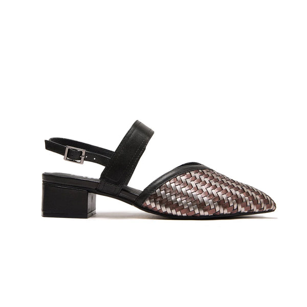 MInx Alissa Black Bronze Pewter Leather Shoe