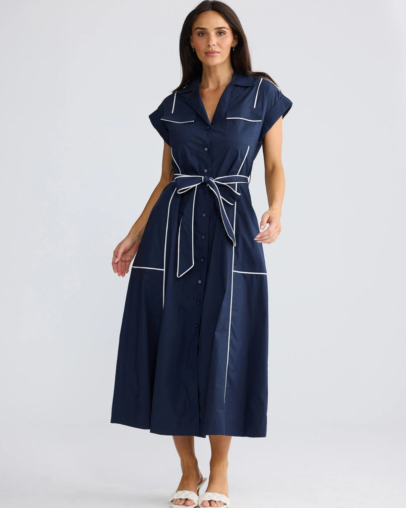 Brave & True Portia Dress Navy/White