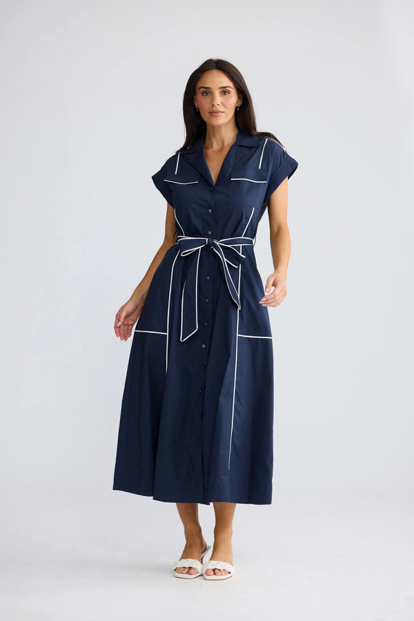 Brave & True Portia Dress Navy/White