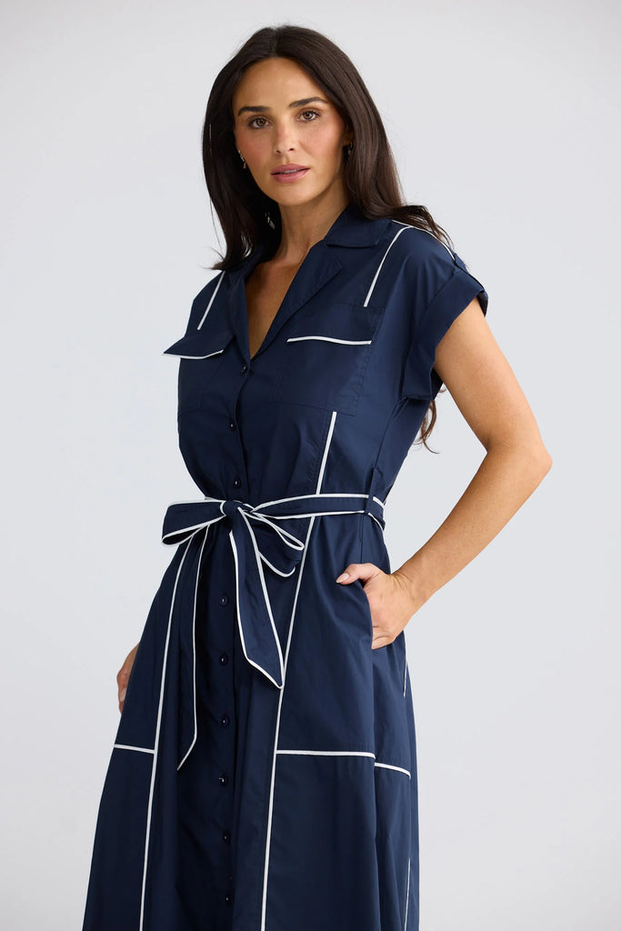 Brave & True Portia Dress Navy/White