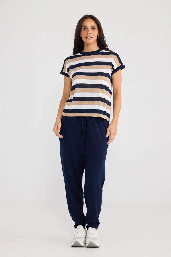 Brave & True Rosalie Tee Navy Multi Stripe