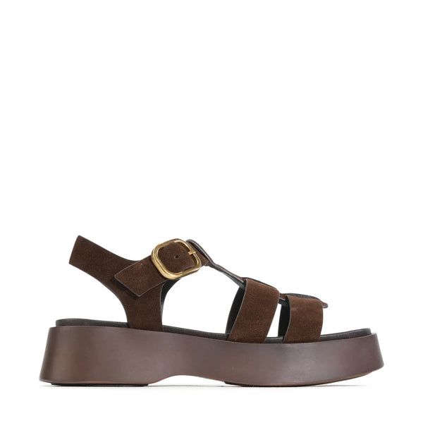 EOS Bario Chestnut Suede Leather Platform Sandal