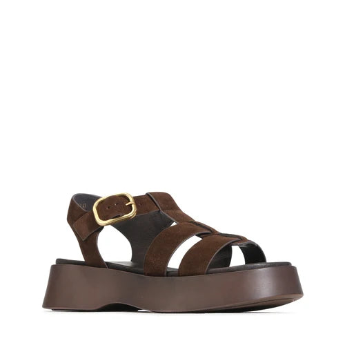 EOS Bario Chestnut Suede Leather Platform Sandal