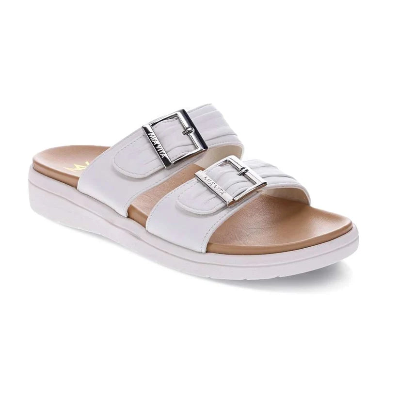 Mia Vita Bowie White Leather Low Slide