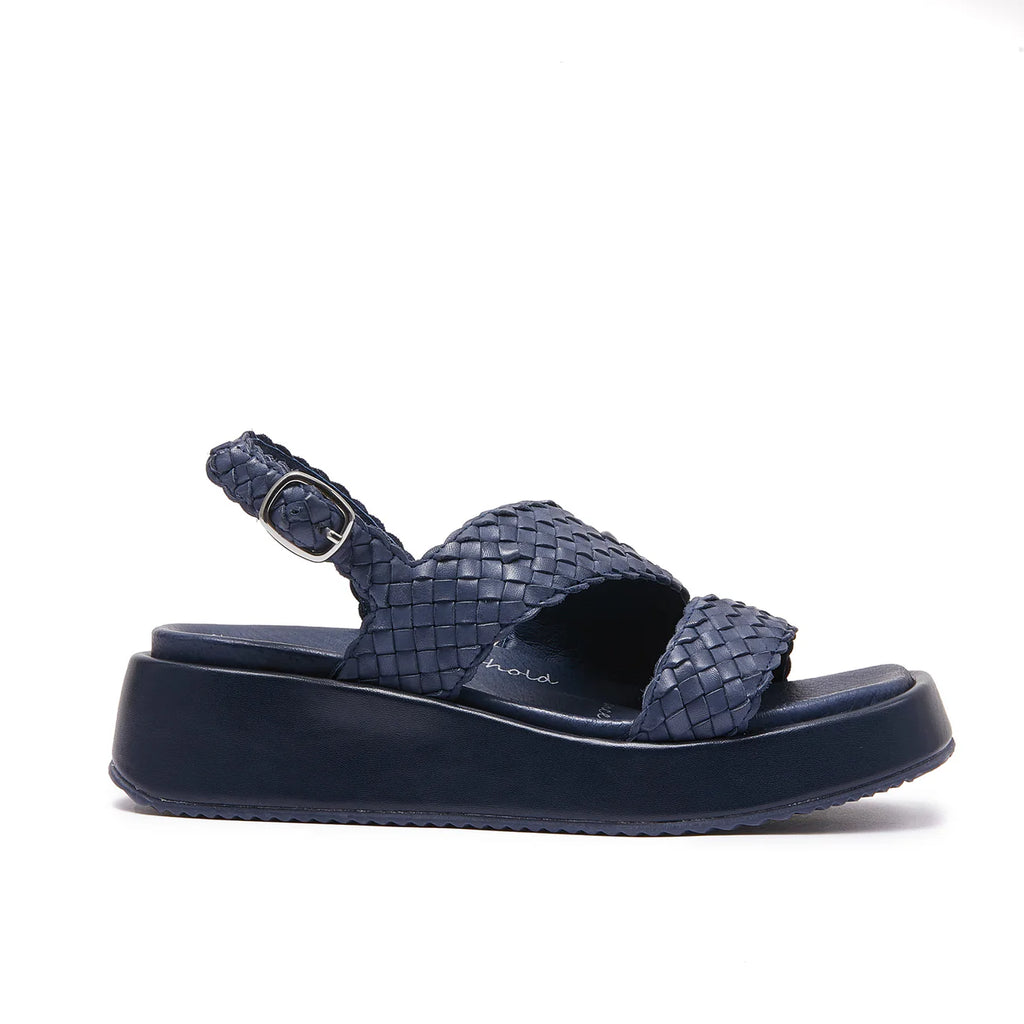 Minx Braider French Navy Woven Leather Sandal