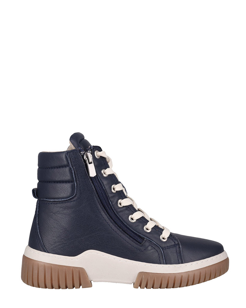 Cabello Petra Navy Leather Casual Ankle Boot
