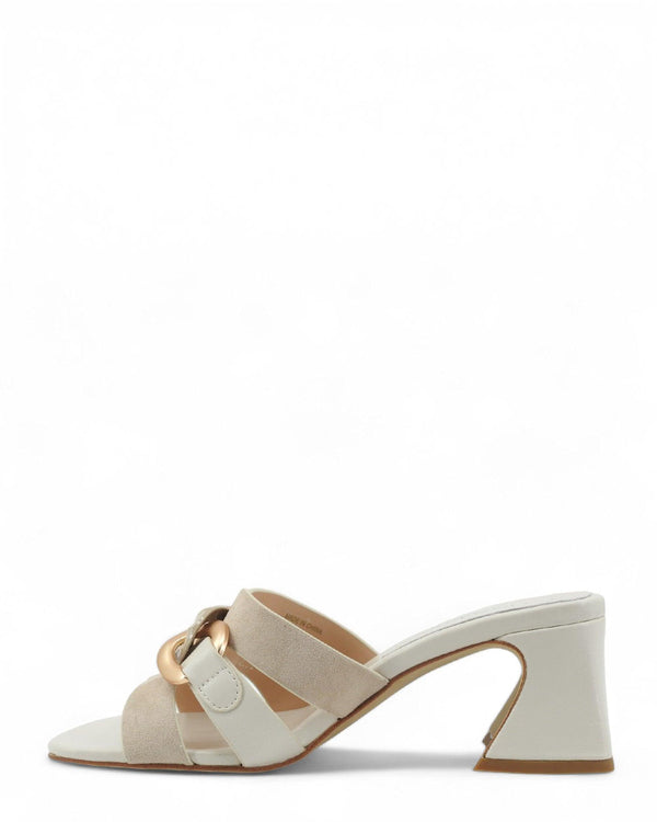 Cafe Noir LC5927 Suede & Nappa Cream Leather Heel Slide