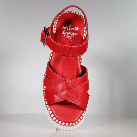 Minx Capri Tomato Red Leather Platform Wedge