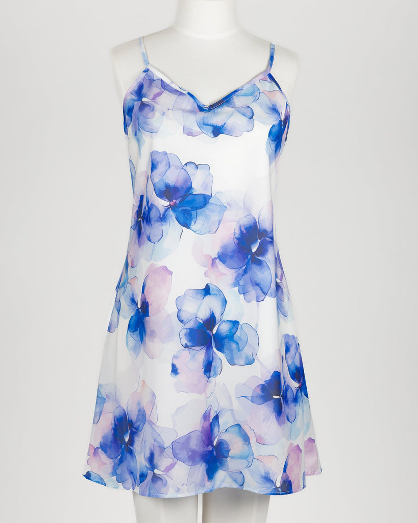 Carmen Kirstein Cotton Chemise Blue Pansy