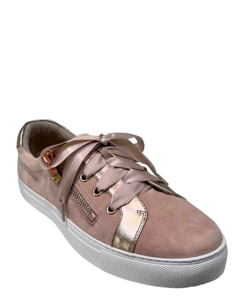 Chrissie Deb Rose Gold Suede Leather Sneaker