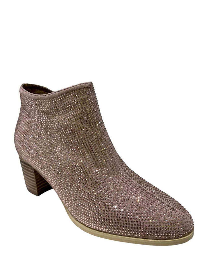 Chrissie Deep Suede Blush Leather & Diamonte Ankle Boots