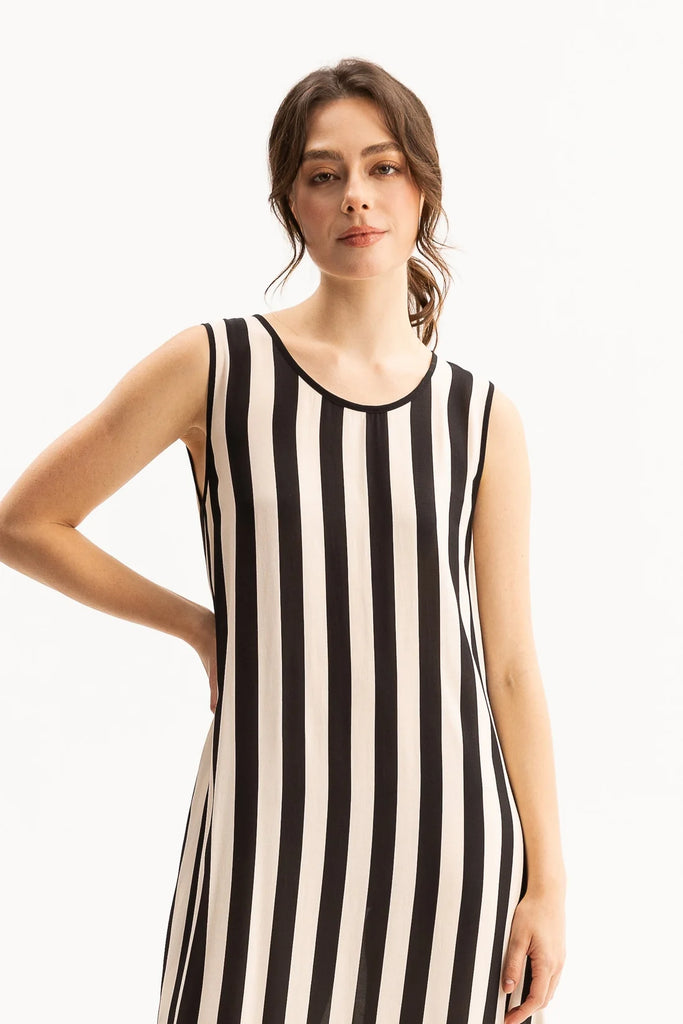 Blacklist Camryn Dress Black & Beige Stripe