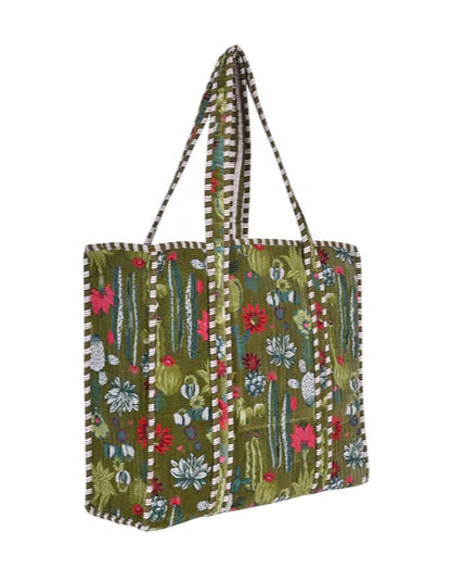 CYC Cactus Cotton Velvet Tote Bag Green