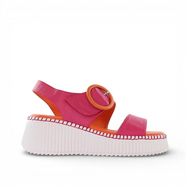 Minx Dash Dot - Minxie Brights Pink & Orange Leather Wedge