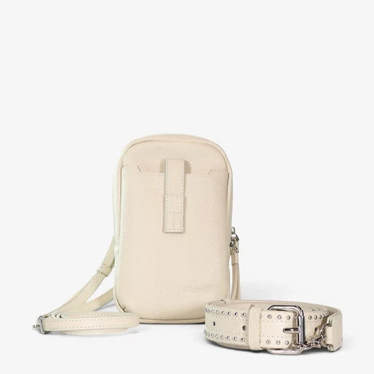 Minx Dial Up Jet Setter Ivory Milled Leather Silver Hardware