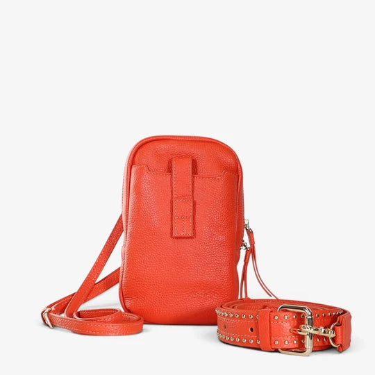 Minx Dial Up Jet Setter Orange Milled Leather Gold Hardware