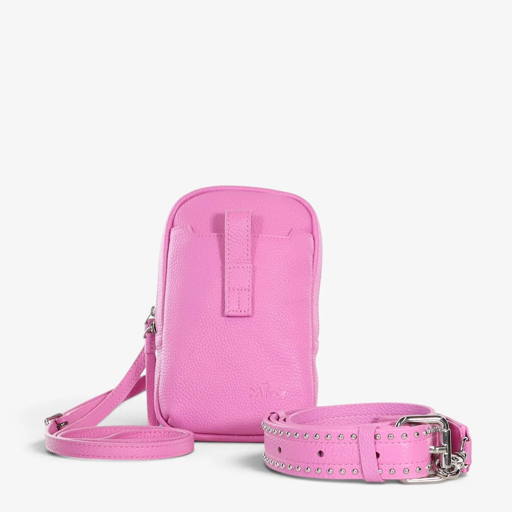 Minx Dial Up Jet Setter Pink Milled Leather Silver Hardware
