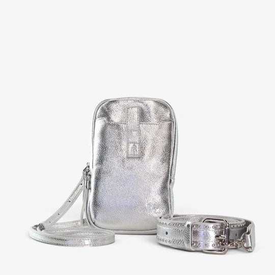 Minx Dial Up Jet Setter Silver Milled Leather Silver Hardware