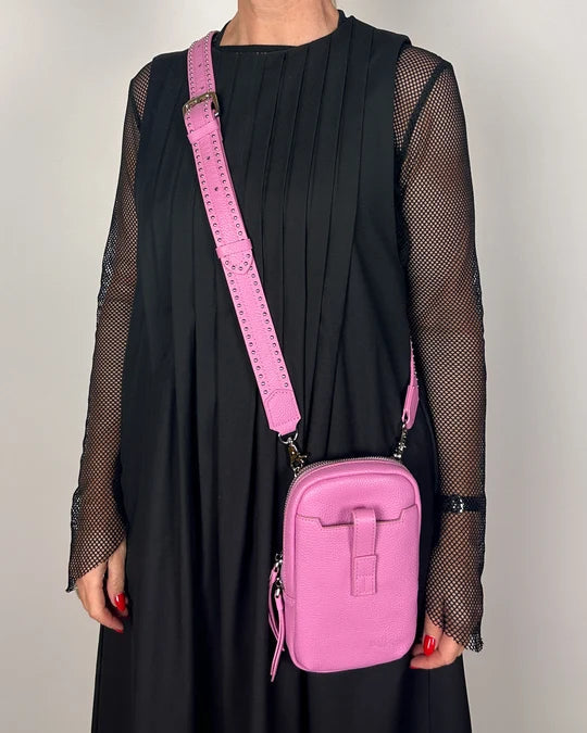 Minx Dial Up Jet Setter Pink Milled Leather Silver Hardware