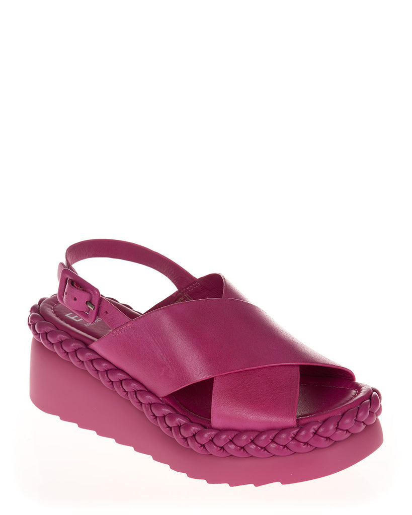 EOS Melia FuxiaPink Leather Wedge Sandal