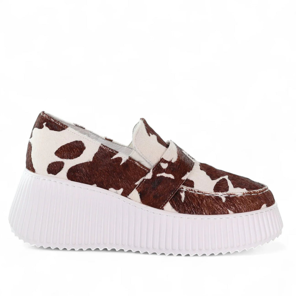 Minx Floyd Tan & White Pony Leather Casual Loafer