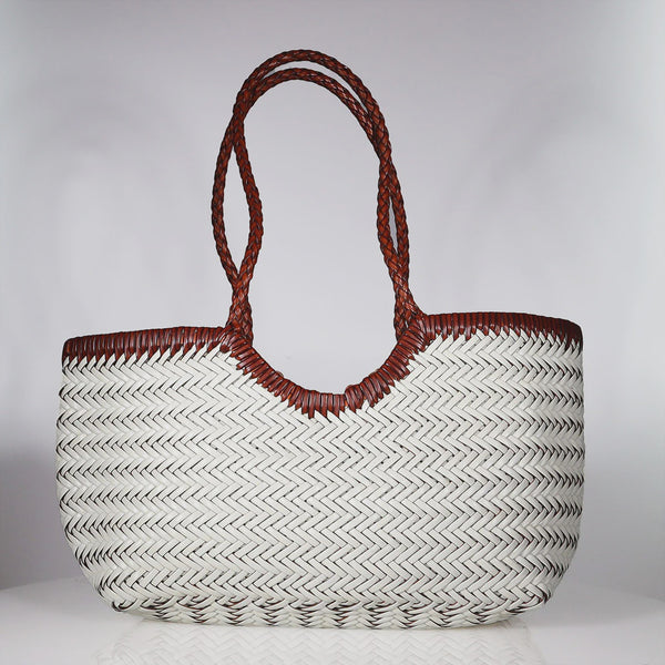 Minx The Grove Tote Bag Ivory/Cinnamon Brown Weave