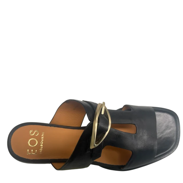 EOS Ikami Black Leather Slide