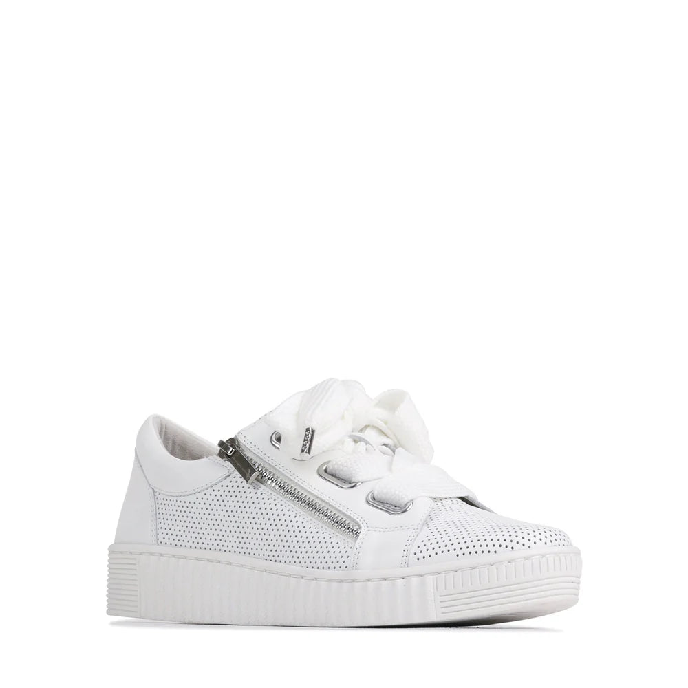 EOS Jovi White Leather Perf Sneaker