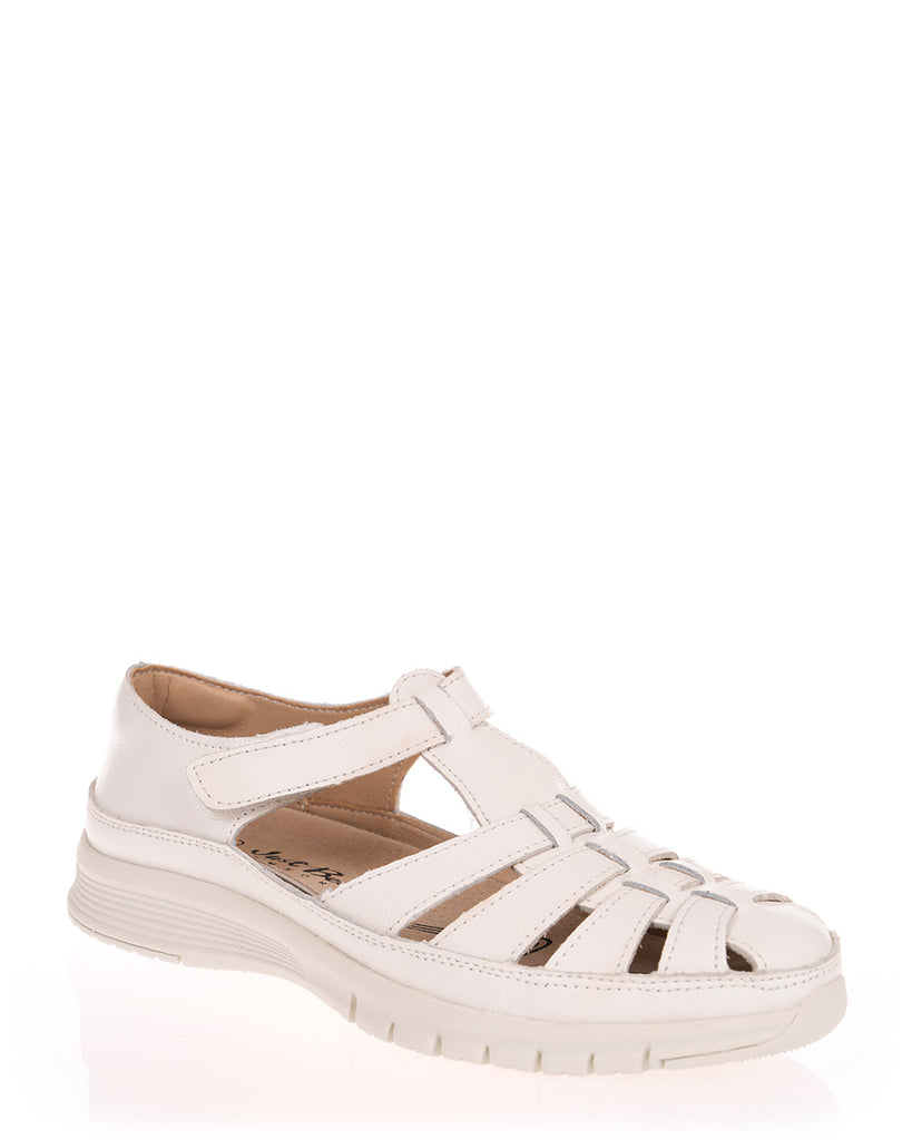 Just Bee Cerina White Leather Sandal