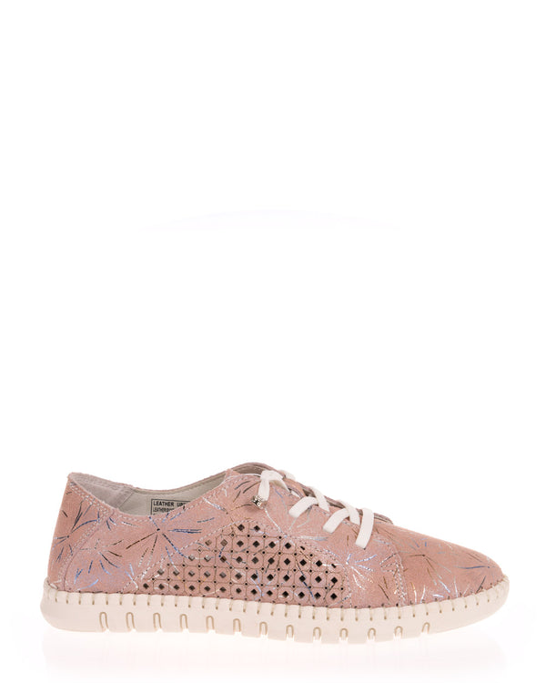 Just Bee Christina Dusty Pink Print Leather Casual