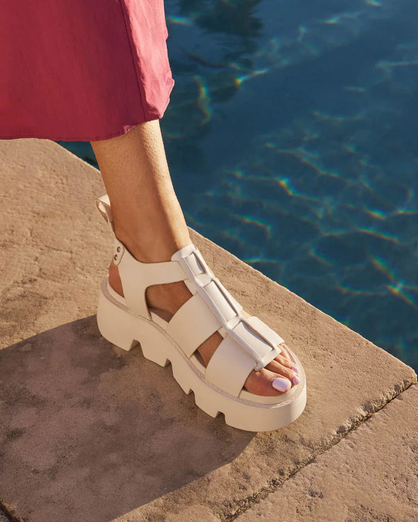 EOS Kailan Bone Leather Platform Wedge Sandal