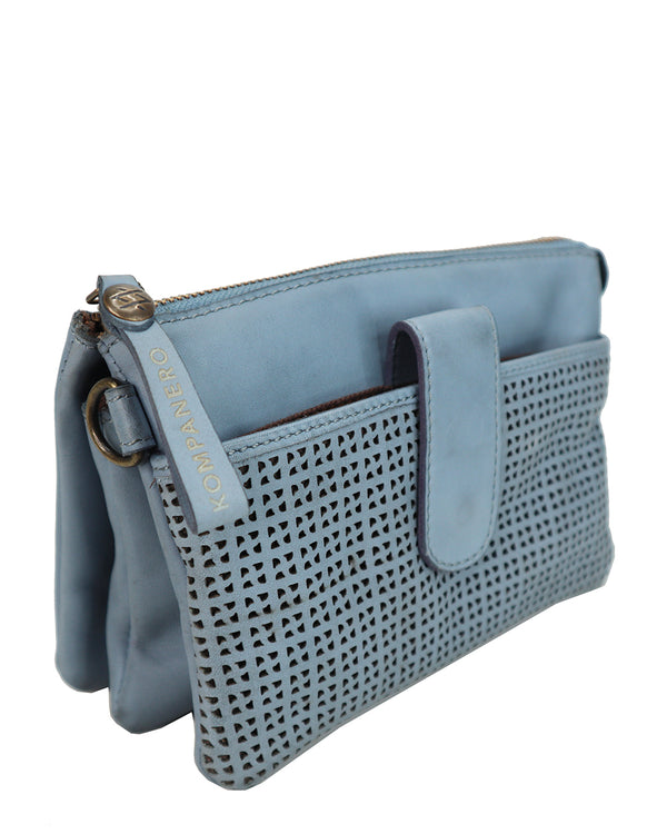 Kompanero Flip Denim Leather Crossbody/Clutch Bag